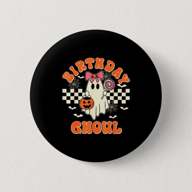 Macaron Rond 5 Cm Birthday Ghoul Soky Season Groovy Halloween Kids G (Devant)