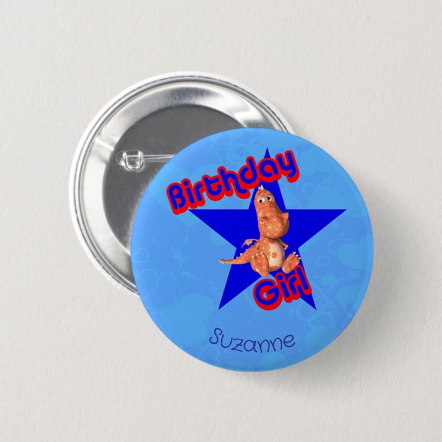 Macaron Rond 5 Cm Birthday Girl Friendly Dinosaur Cute Personalized (Devant & derrière)