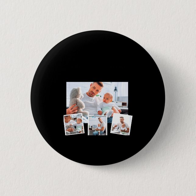 Macaron Rond 5 Cm Birthday Name Age Photo Collage  (Devant)