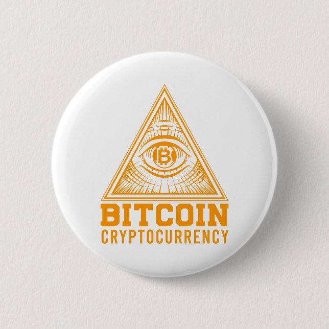 Macaron Rond 5 Cm Bitcoin BTC Tous Voir L'Oeil Crypto Illuminati Cad (Devant)
