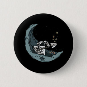 Macaron Rond 5 Cm Bitcoin Digger, Astronaut Crypto Miner