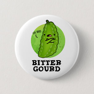Macaron Rond 5 Cm Bitter Gourd Funny Veggie Pun
