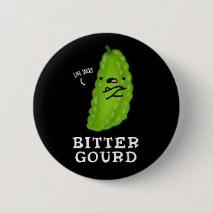 Macaron Rond 5 Cm Bitter Gourd Funny Veggie Pun Dark BG