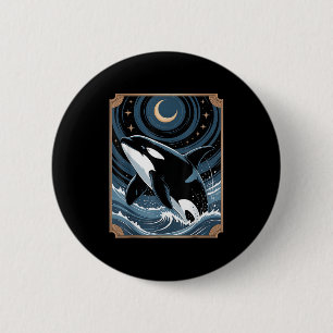 Macaron Rond 5 Cm Bizarre D'Orca Sur Une Carte Tarot Nig