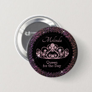 Macaron Rond 5 Cm Black and Pink - Queen for the Day - Anniversaire
