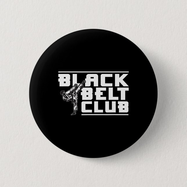 Macaron Rond 5 Cm Black Belt Club - Karate Black Belt (Devant)
