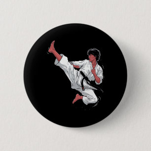 Macaron Rond 5 Cm Black Belt Karate Fighter