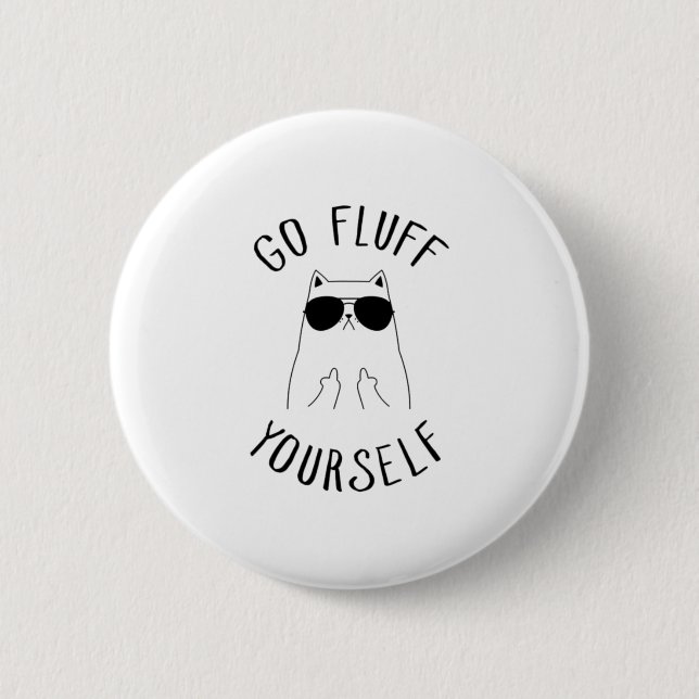 Macaron Rond 5 Cm Black Cat Go Fluff-Yourself drôle (Devant)