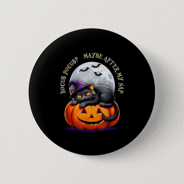 Macaron Rond 5 Cm Black Cat Halloween Funny Pumpkin Costume Gift  (Devant)
