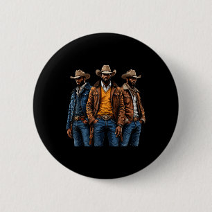 Macaron Rond 5 Cm Black Cowboy Africain-Américain Rodéo de l'Ouest M