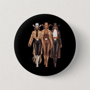 Macaron Rond 5 Cm Black Cowgirl Western Tee Rodeo Pays Femmes Juin