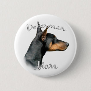 Macaron Rond 5 Cm Black Doberman Maman - Bouton