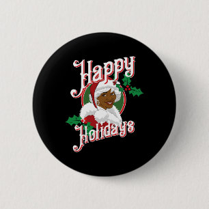 Macaron Rond 5 Cm Black happy holiday afro-américain père Noël mrs c