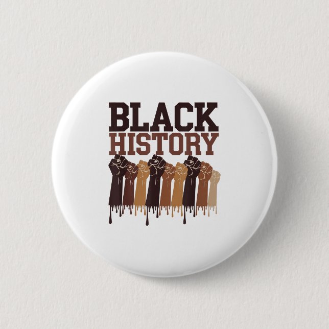 Macaron Rond 5 Cm Black History Month Hands Symbol Afro Motivation  (Devant)