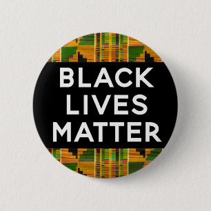 Macaron Rond 5 Cm Black Lives Matt - African Kente Photographie ethn