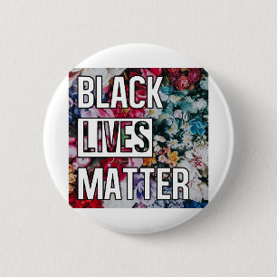 Macaron Rond 5 Cm Black Lives Matter Floral Design