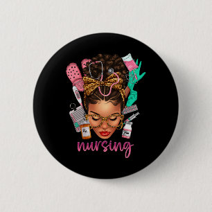 Macaron Rond 5 Cm Black Melanin Nurse Noir Histoire Mois Afro Cheveu