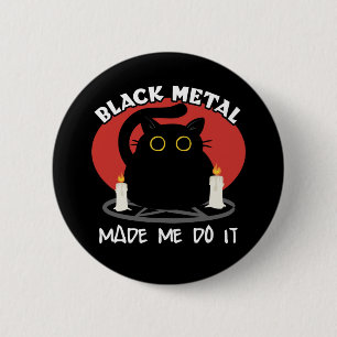 Macaron Rond 5 Cm Black Metal Funny Quote   Satanic Black Cat