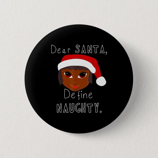 Macaron Rond 5 Cm Black Mrs Claus Santa Define Naughty Black Family  (Devant)