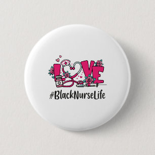 Macaron Rond 5 Cm Black Nurse Love Valentine Day mignonne Femmes Hea