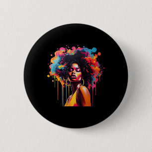 Macaron Rond 5 Cm Black Queen Afro Melanin Driving JunetDix Afric