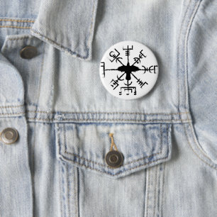 Macaron Rond 5 Cm Black Raven Vegvisir Protection Sigil