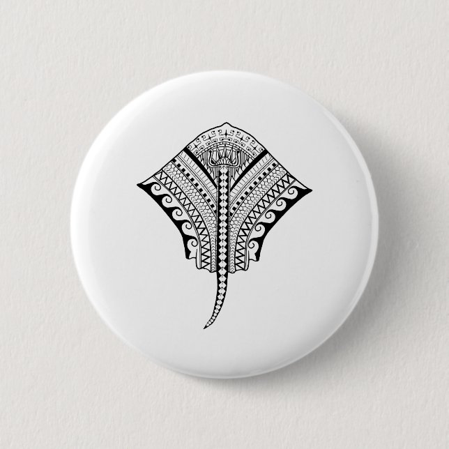 Macaron Rond 5 Cm Black Tribal Stingray Manta Ray (Devant)