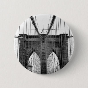 Macaron Rond 5 Cm Black White Brooklyn Bridge New York