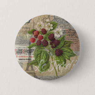 Macaron Rond 5 Cm Blackberries Floral Garden Flower Papillon Art