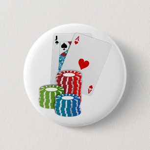 Macaron Rond 5 Cm Blackjack avec jetons de poker