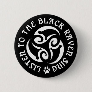 Macaron Rond 5 Cm Blackwolf Majik - Raven chantez le bouton - noir
