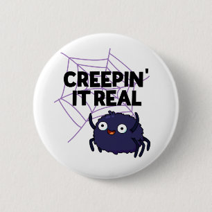 Macaron Rond 5 Cm Blague d'Halloween Drôle de Pun Araignée qui Fait