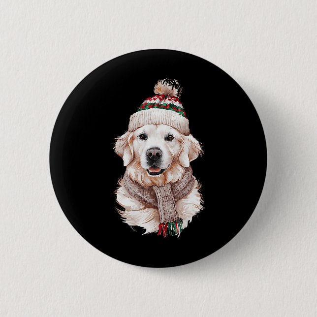 Macaron Rond 5 Cm Blanc Anglais Crème Golden Retriever Maman Chien C (Devant)