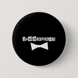 Macaron Rond 5 Cm Blanc de Groomsman sur le noir