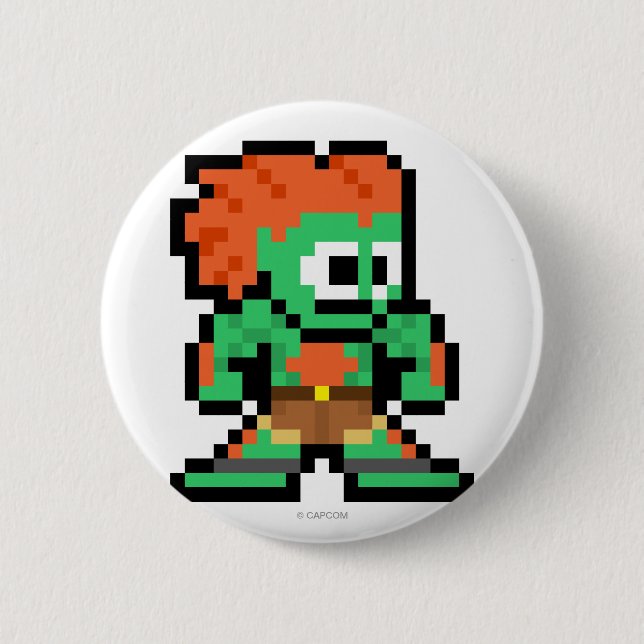 Macaron Rond 5 Cm Blanka à 8 bits (Devant)