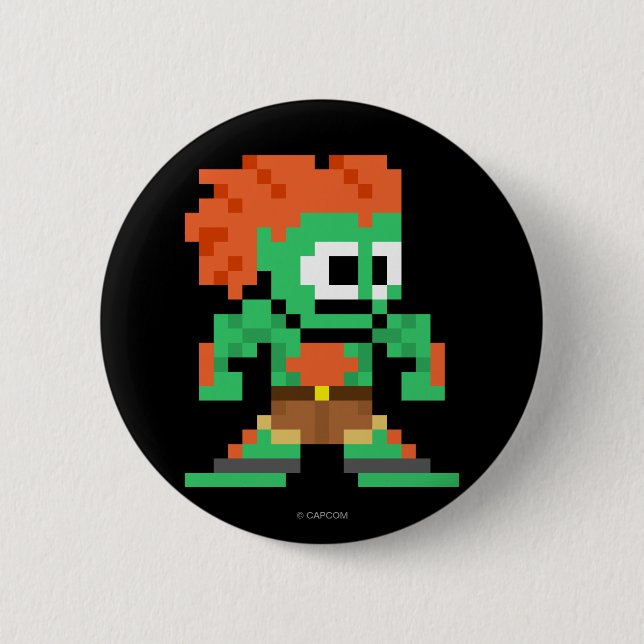 Macaron Rond 5 Cm Blanka à 8 bits (Devant)