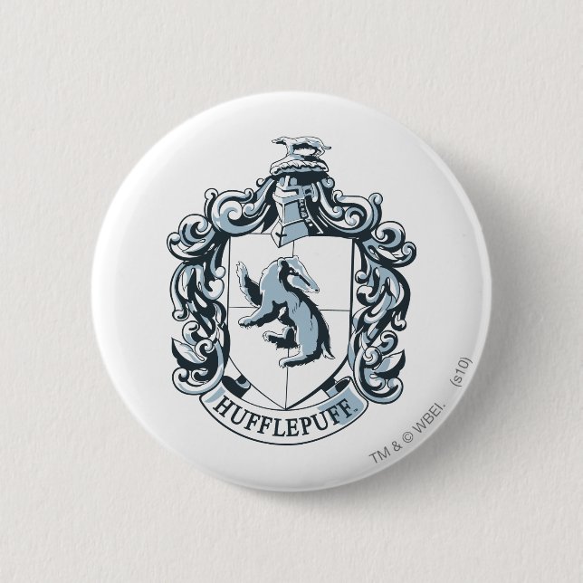 Macaron Rond 5 Cm Blason de Poufsouffle Bleu (Devant)