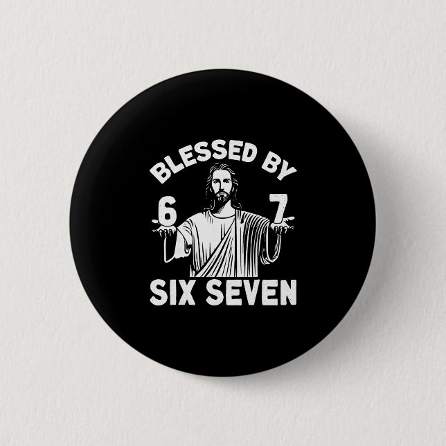 Macaron Rond 5 Cm Blessed 6 Number 67 Six Seven Meme  (Devant)