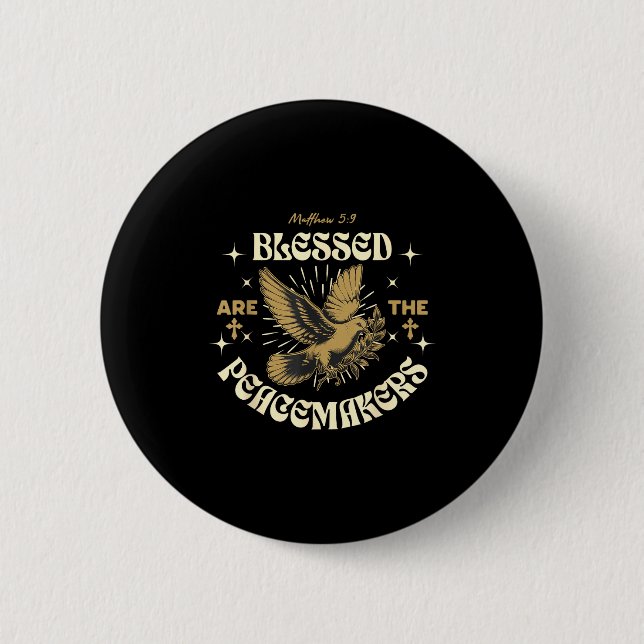 Macaron Rond 5 Cm Blessed Are The Peacemakers Matthew 5 9 Christian  (Devant)