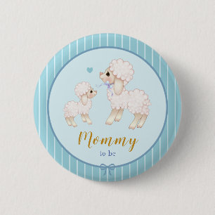 Macaron Rond 5 Cm Bleu agneau de garçon Baby shower maman à être bou