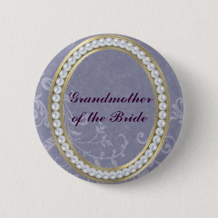 Macaron Rond 5 Cm Bleu avec des perles Grand-mère du Bouton de marié