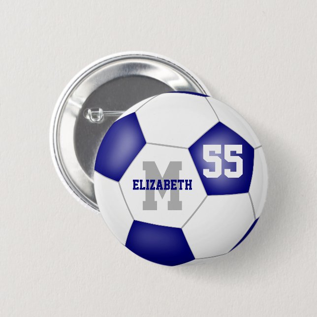 Macaron Rond 5 Cm bleu blanc équipe couleurs soccer personnalisé (Devant & derrière)