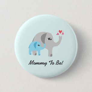 Macaron Rond 5 Cm Bleu de baby shower d'éléphant