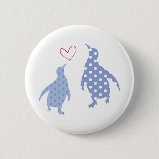 Macaron Rond 5 Cm bleu de bouton de pingouin (Devant)
