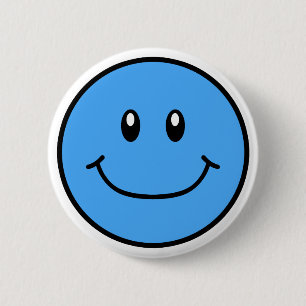 Macaron Rond 5 Cm Bleu de sourire 0001 de bouton de visage