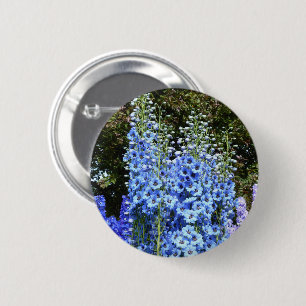 Macaron Rond 5 Cm Bleu Delphinium Fleurs Florales Jardin Nature