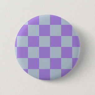 Macaron Rond 5 Cm Bleu doux et À damiers lavande