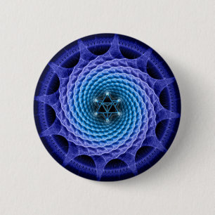 Macaron Rond 5 Cm Bleu en spirale de mandala de Merkaba (la