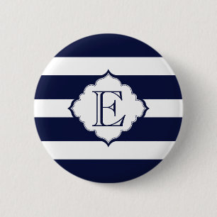 Macaron Rond 5 Cm Bleu Et Blancs Motif Géométrique