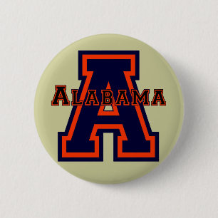 Macaron Rond 5 Cm Bleu et orange de l'Alabama "A"
